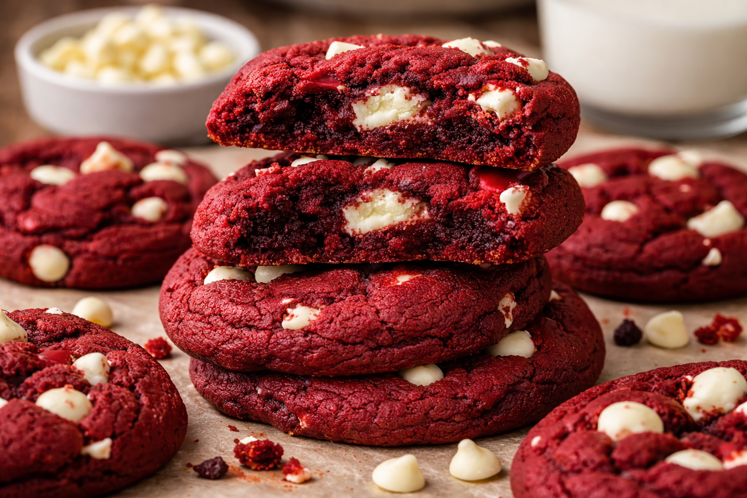 Ruby Red Velvet White Chocolate Cookies